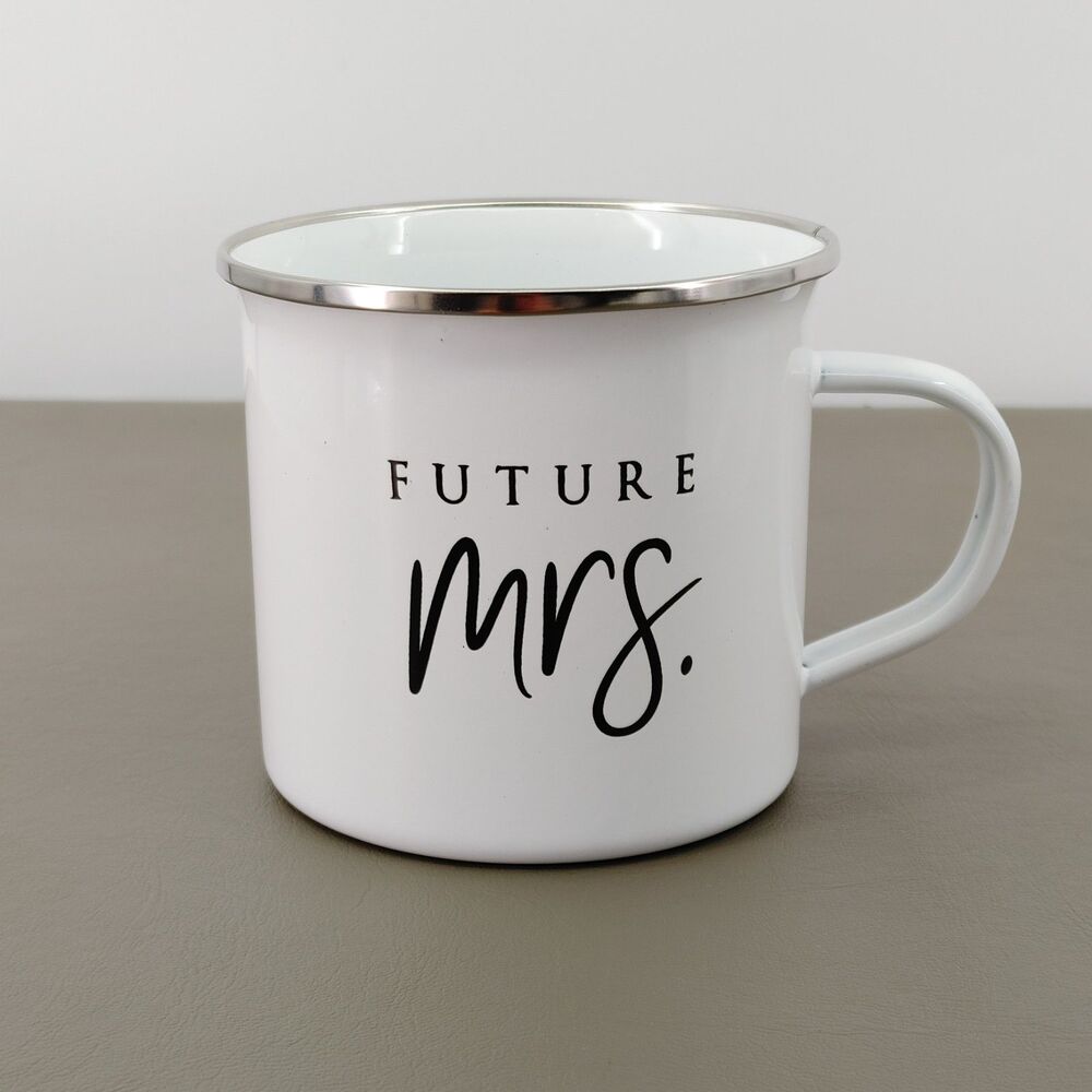 Future Mrs Enamel Mug White Cup Wedding Party Campfire Bride to Be Gift